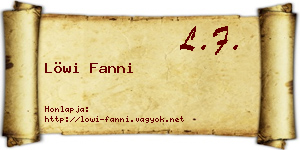 Löwi Fanni névjegykártya